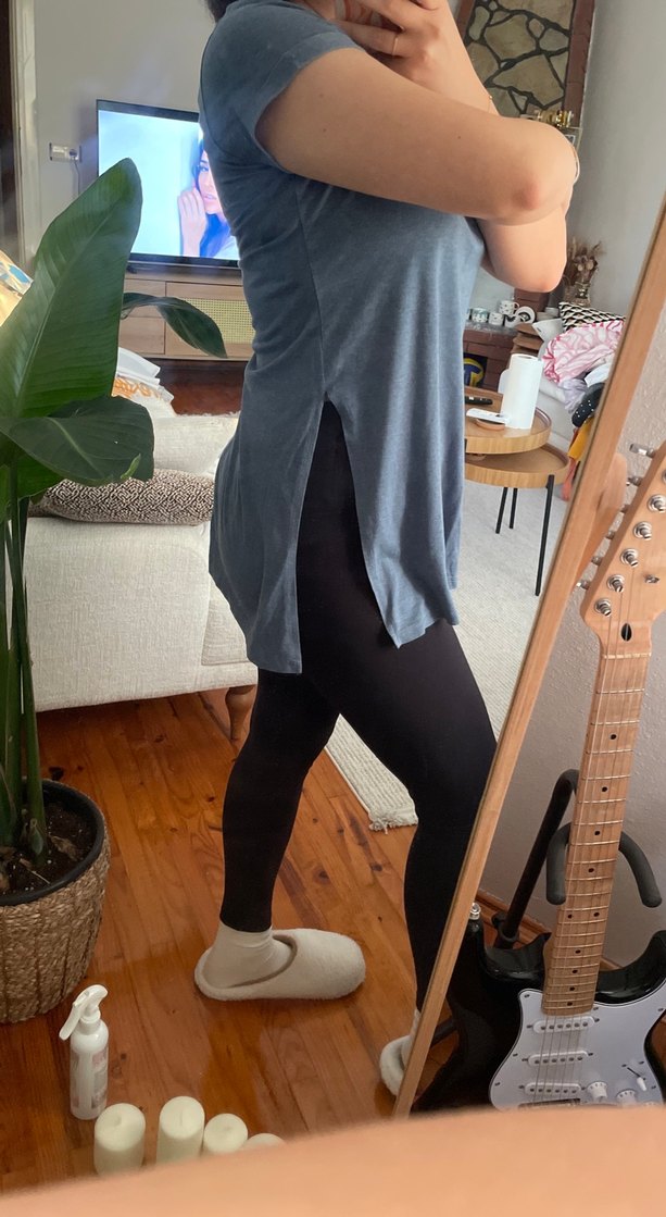 V Yaka açık mavi Tişört Midi Boy - Görsel 2