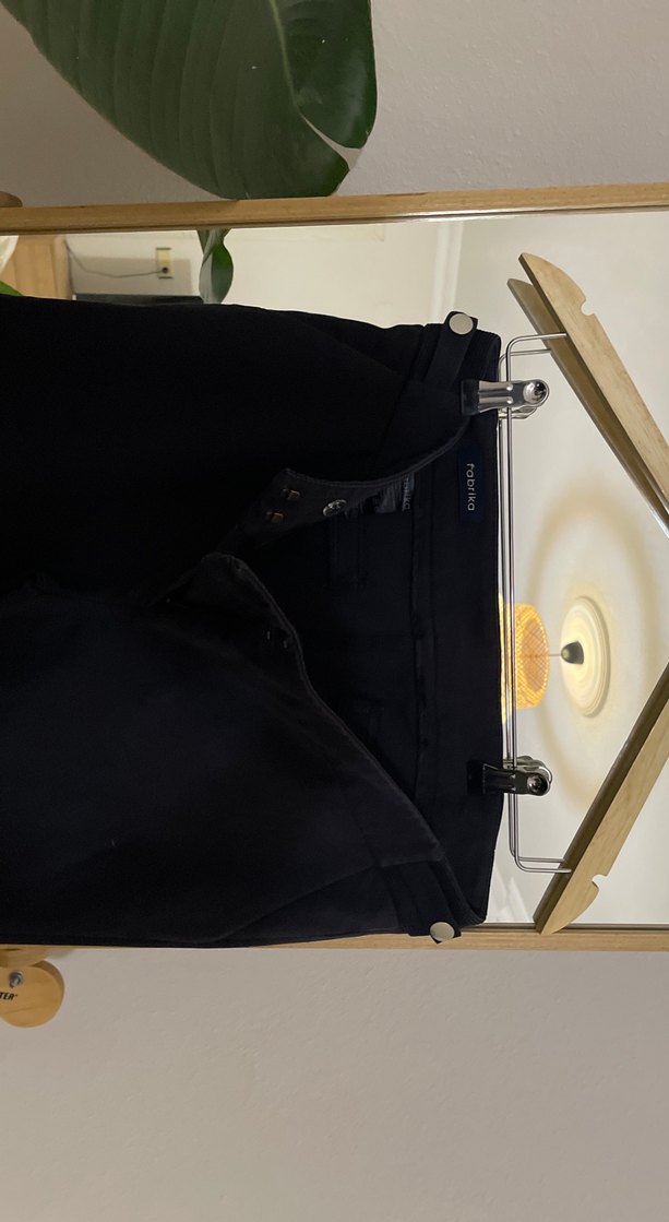 Siyah Kadın Midi Kumaş Pantolon Kemerli - Görsel 5