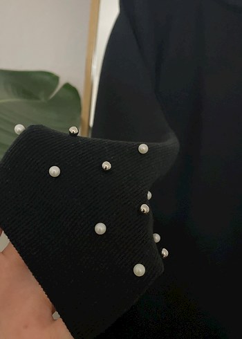 İnci Detaylı Siyah Uzun Kollu Tunik - Görsel 2