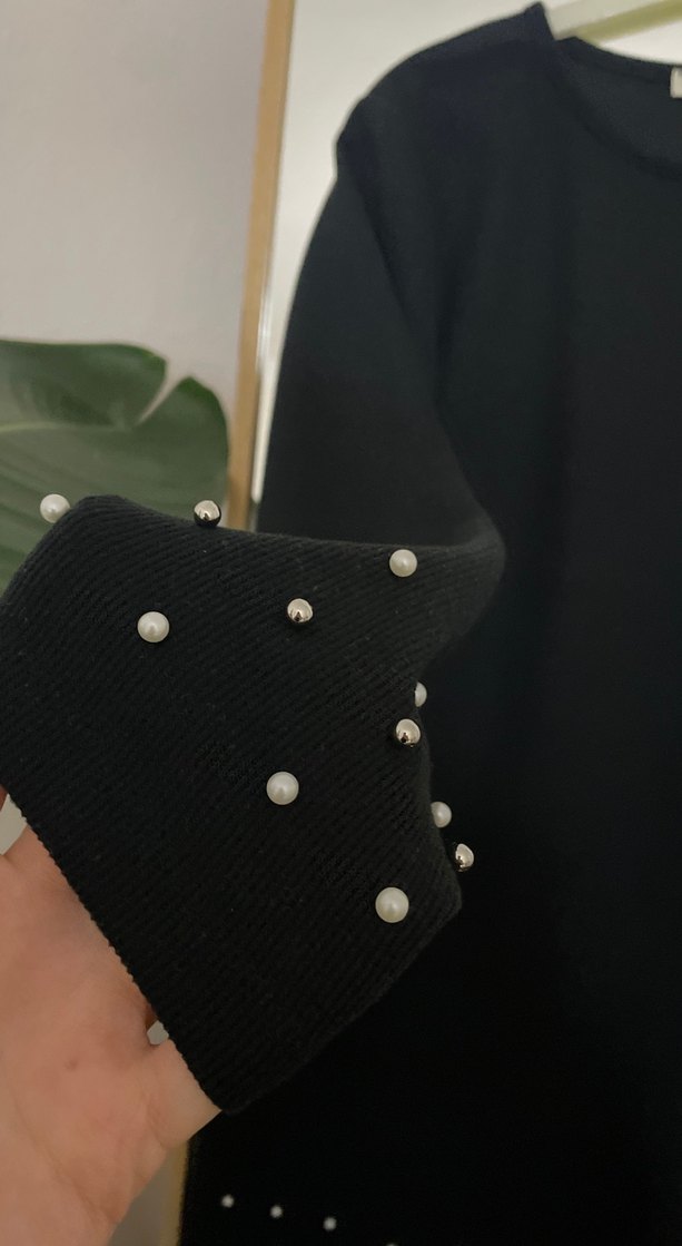 İnci Detaylı Siyah Uzun Kollu Tunik - Görsel 2