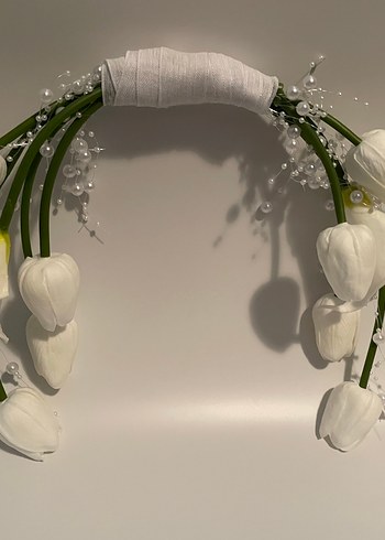 Beyaz Fiyonk Detaylı Gelin buketi - Görsel 2