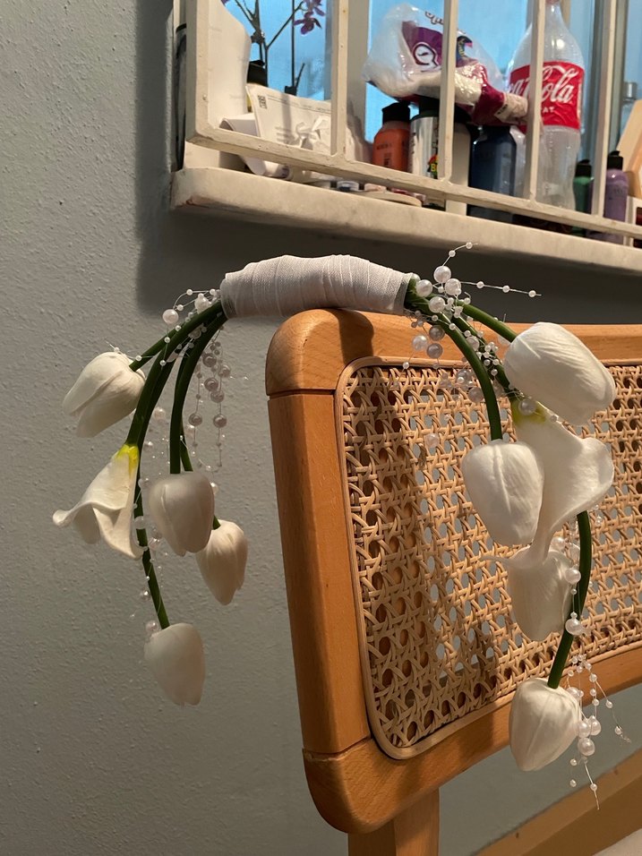 Beyaz Fiyonk Detaylı Gelin buketi - Görsel 3