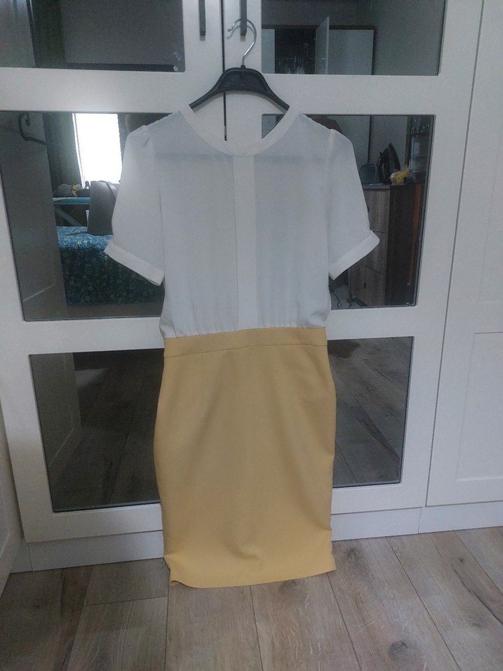 Chima Hiç Giyilmemiş Butter Yellow Ofis Elbisesi - Görsel 4