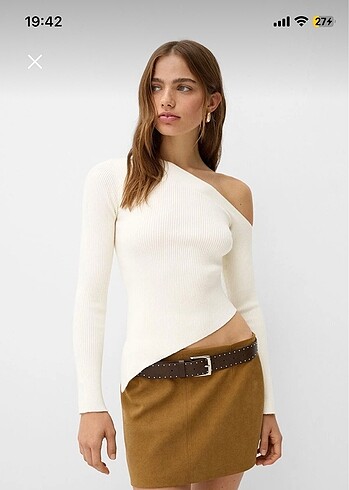 Bershka asimetrik fitilli kazak