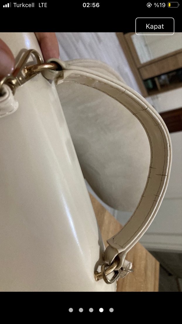 Klasik Beyaz Deri Kadın Çanta - Görsel 3