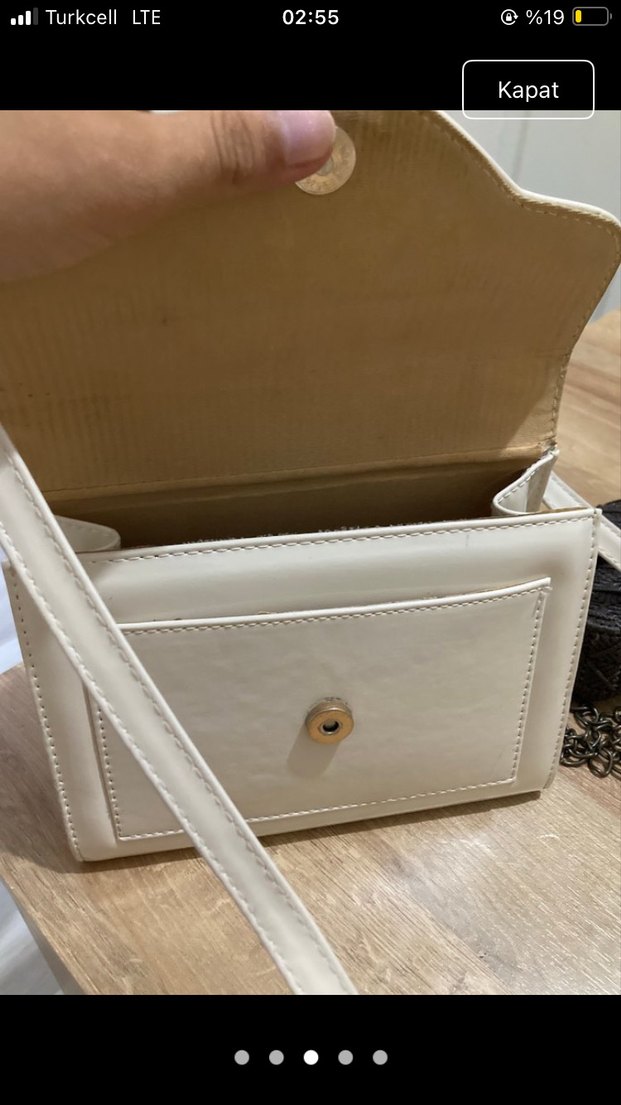 Klasik Beyaz Deri Kadın Çanta - Görsel 4