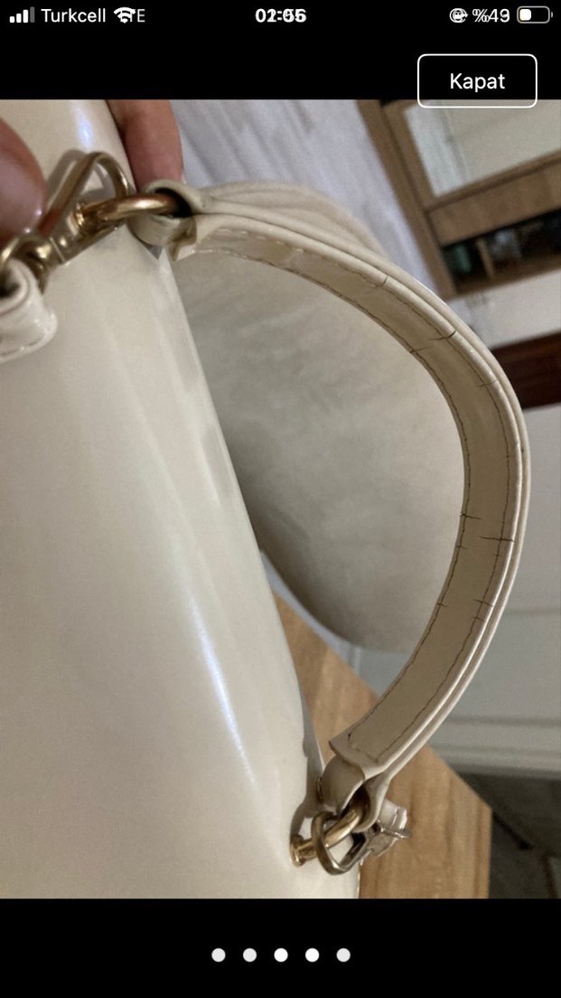 Beyaz Deri Kadın Çanta - Görsel 3