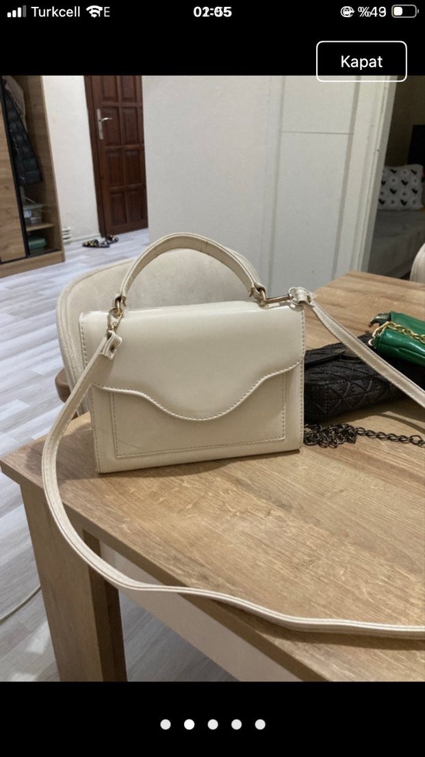 Beyaz Deri Kadın Çanta - Görsel 2