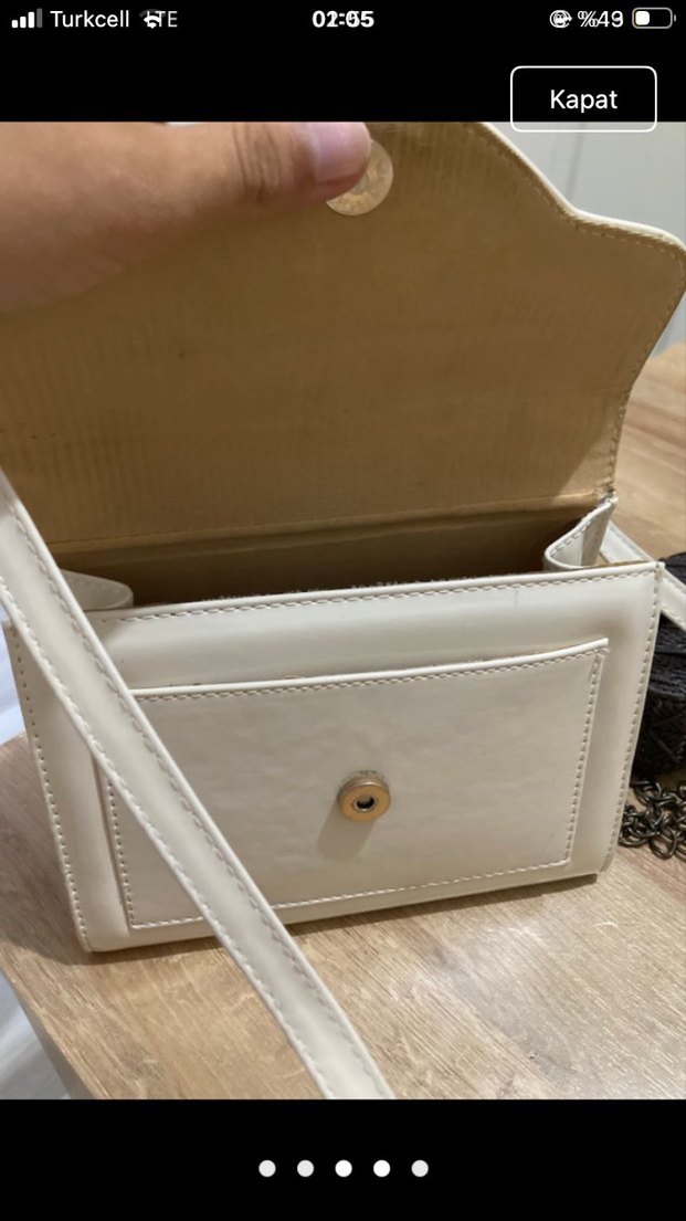 Beyaz Deri Kadın Çanta - Görsel 4
