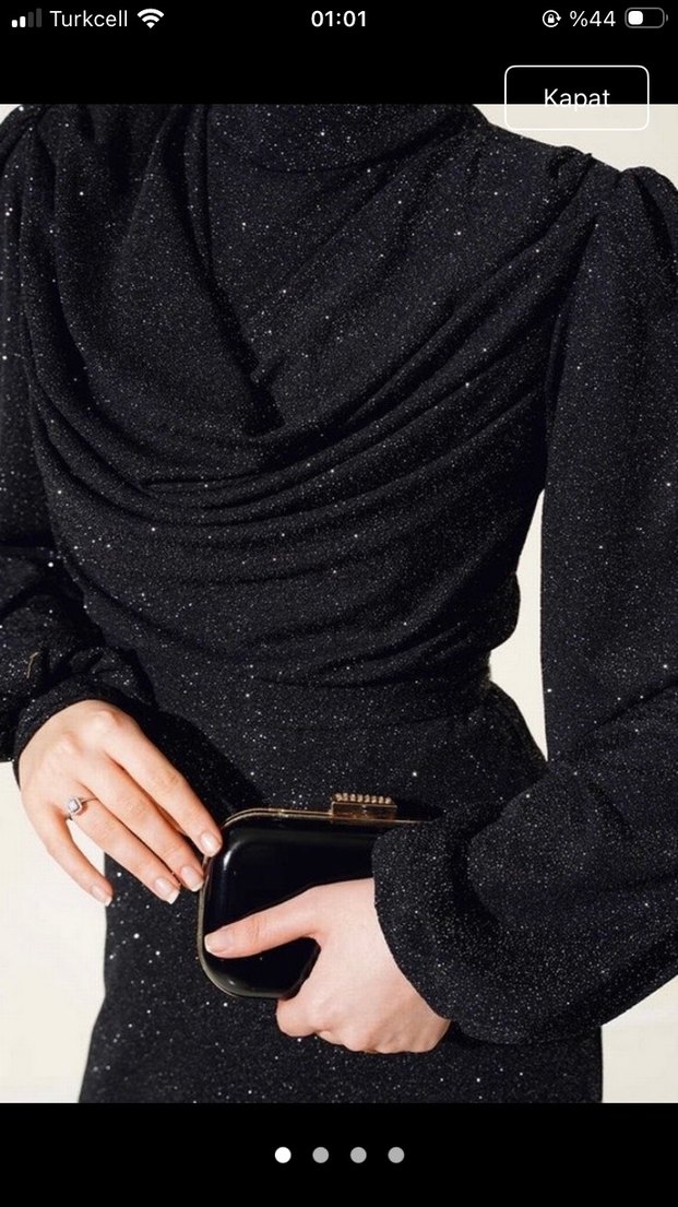 Uzun Siyah Yılan Desenli Drapeli Abiye Elbise - Görsel 3