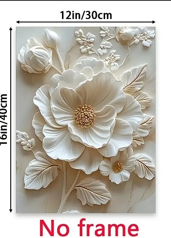  Beden Beyaz altın çiçekli canvas poster/tablo 