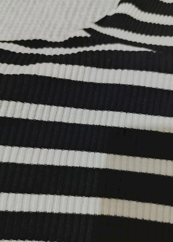 Adl Çizgili Boğazlı Kadın üst bluz badi - Görsel 2