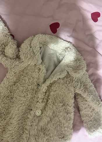 Civil Kız Çocuk Beyaz Peluş Detaylı Ceket - Görsel 2