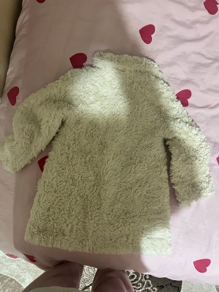 Civil Kız Çocuk Beyaz Peluş Detaylı Ceket - Görsel 4