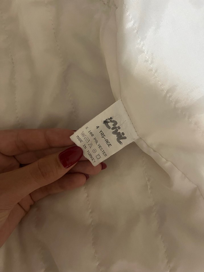 Civil Kız Çocuk Beyaz Peluş Detaylı Ceket - Görsel 3