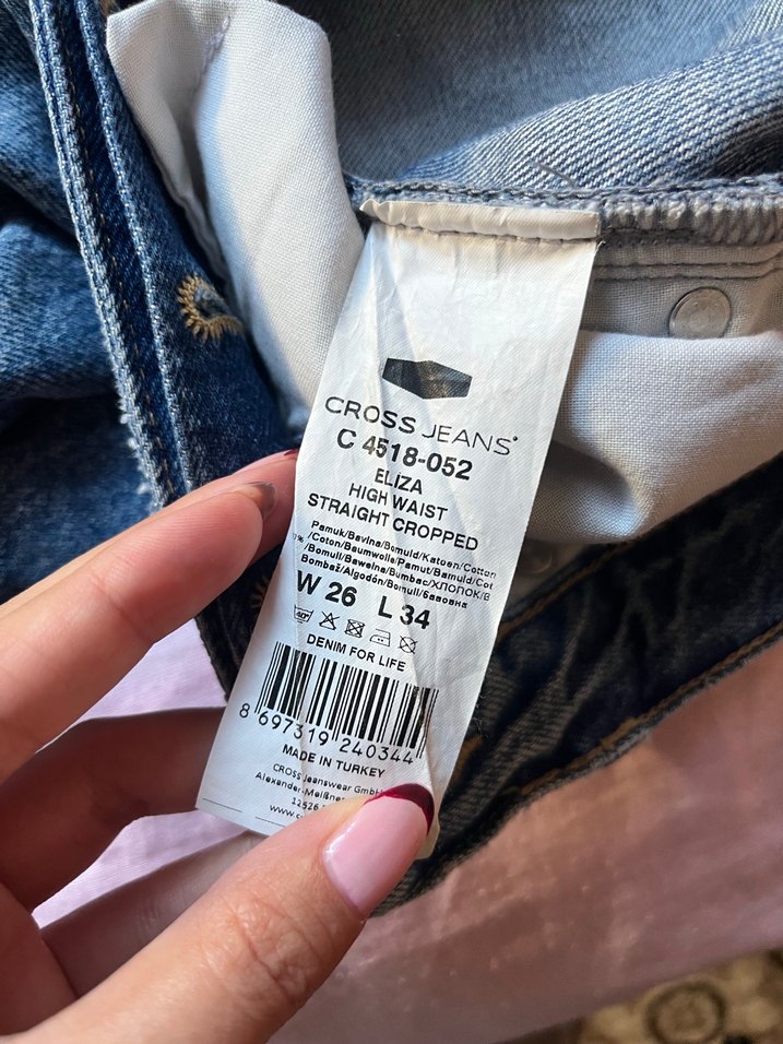 Düğmeli Mavi Denim cross Kadın Jean - Görsel 5