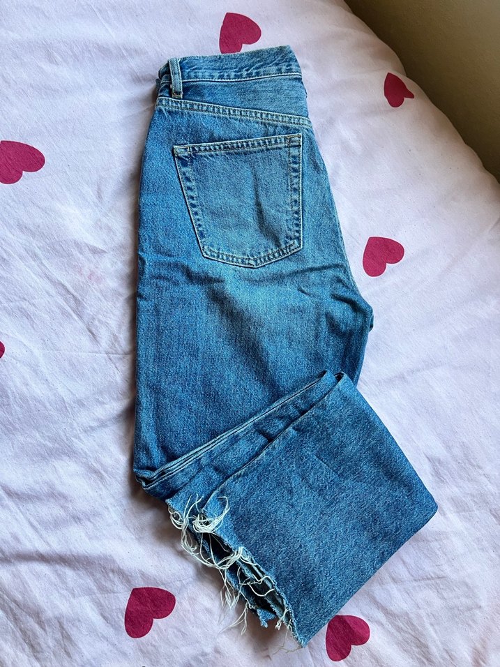 Düğmeli Mavi Denim cross Kadın Jean - Görsel 2
