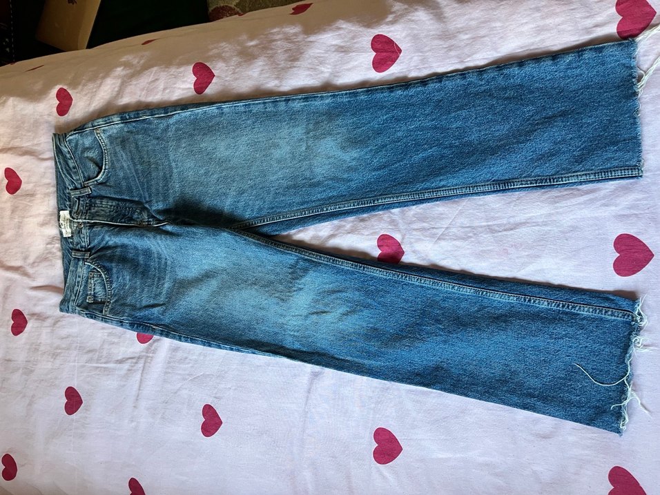 Düğmeli Mavi Denim cross Kadın Jean - Görsel 3