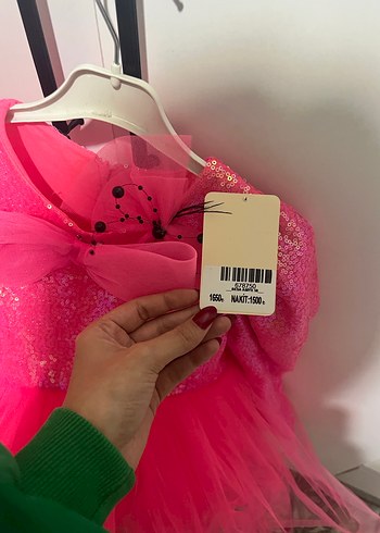 Parlak Pembe Uzun Kollu Kız Çocuk Elbise - Görsel 5