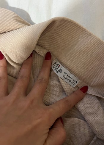 Bej Midi Kadın Kumaş Pantolon - Görsel 2