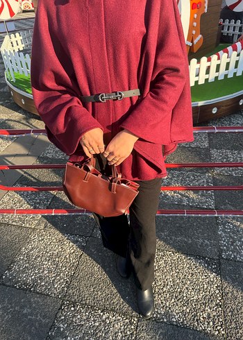 Kırmızı Renkli panço - Görsel 2