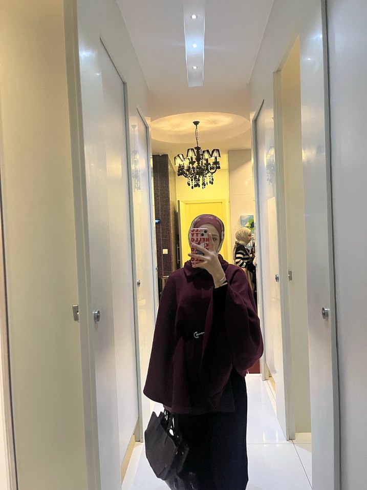 Kırmızı Renkli panço - Görsel 3