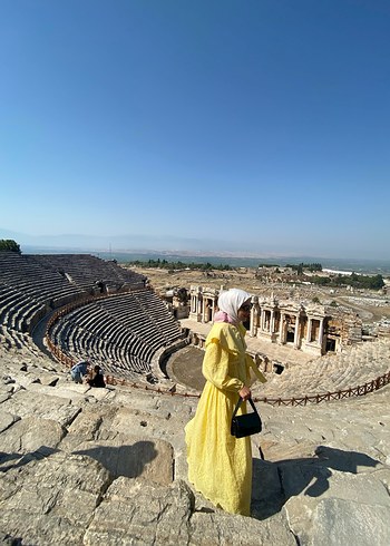 Sarı Pamuklu Salaş Uzun Elbise - Görsel 4