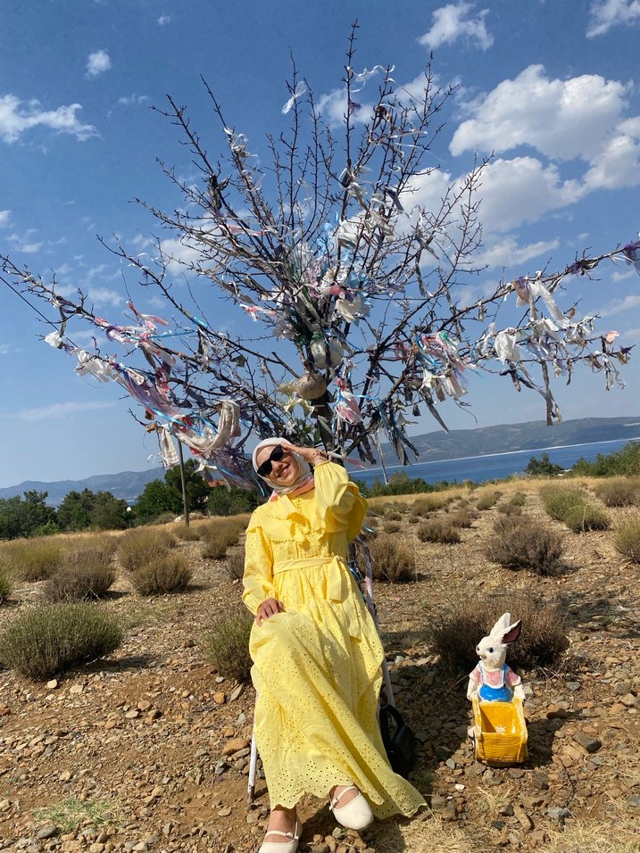 Sarı Pamuklu Salaş Uzun Elbise - Görsel 3