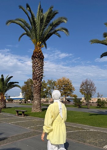 Sarı Midi Bağcıklı Kadın gömlek - Görsel 3