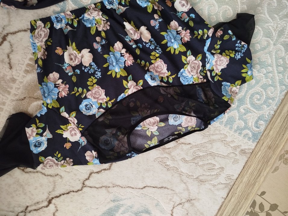 Mavi Çiçek Desenli Pareo - Görsel 2