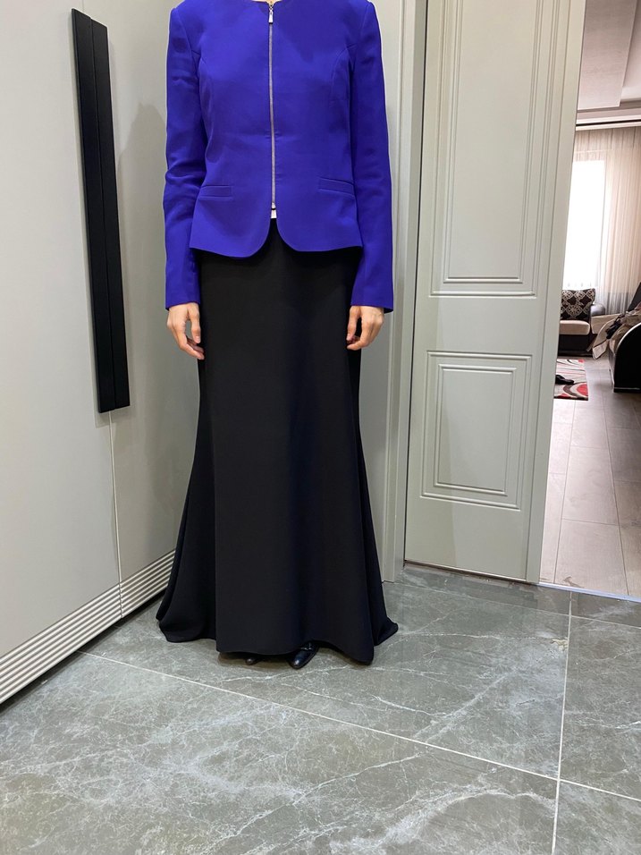 Uzun Kesim Mor Kadın Takım Elbise - Görsel 2