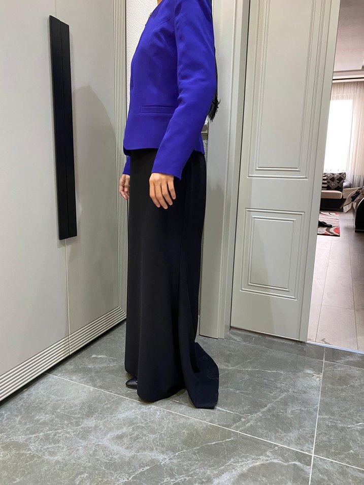 Uzun Kesim Mor Kadın Takım Elbise - Görsel 3