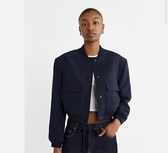 Stradivarius Lacivert Bomber Ceket