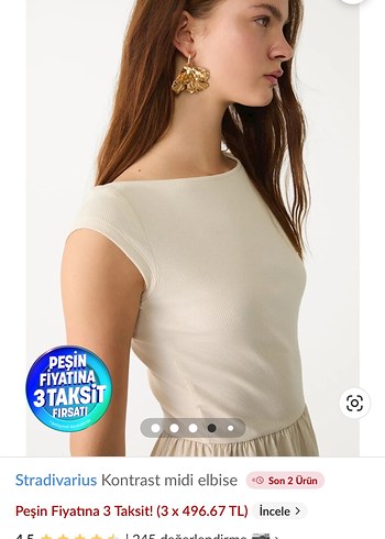 s Beden Stradivarius Bej Keten Uzun Elbise