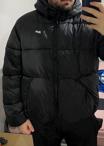 P&B Erkek Siyah Şişme Kapüşonlu Mont - Görsel 5