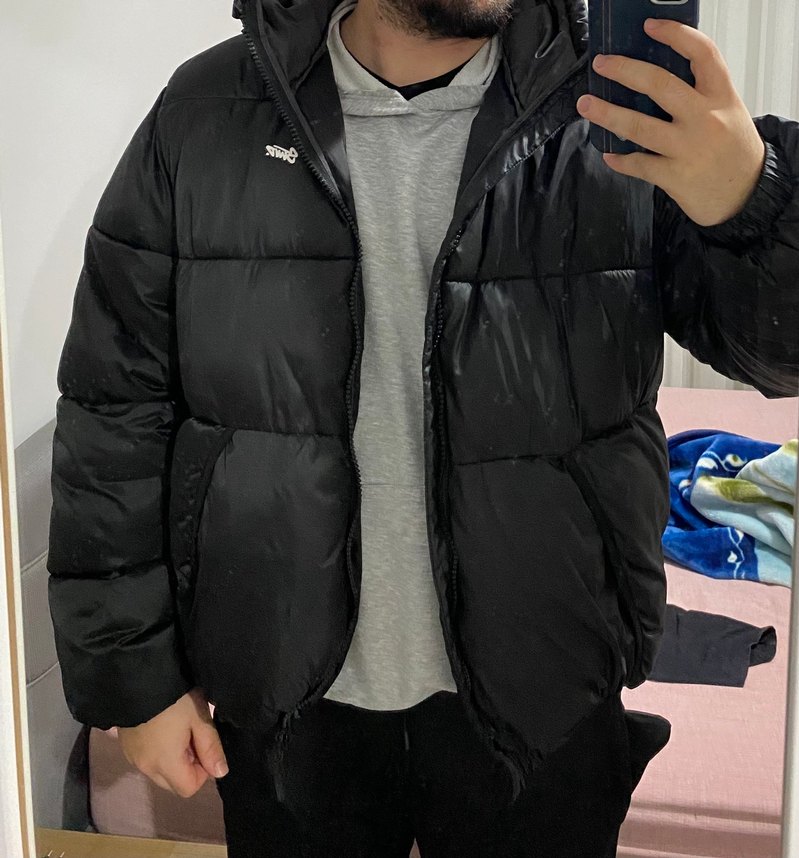 P&B Erkek Siyah Şişme Kapüşonlu Mont - Görsel 4