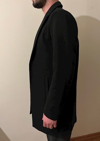 DeFacto Siyah Kaşe Kaban - Görsel 3