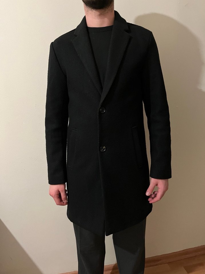 DeFacto Siyah Kaşe Kaban - Görsel 2