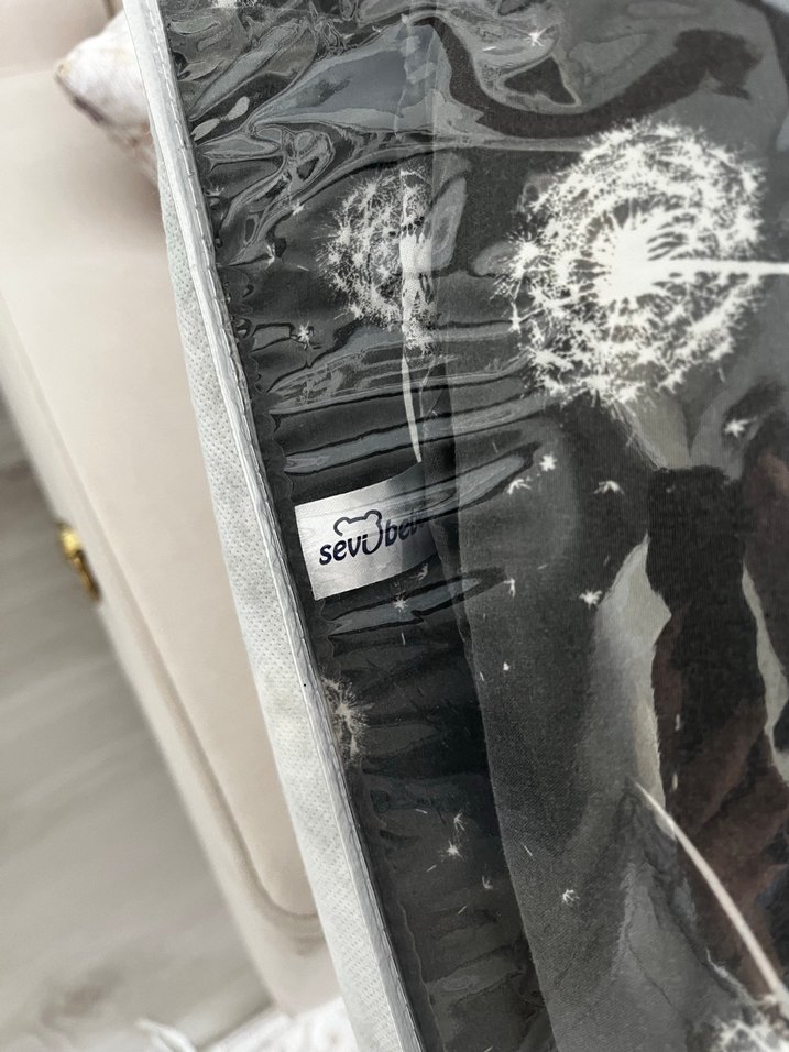 Baskılı Siyah Bebek Uyku Yatağı - Görsel 2