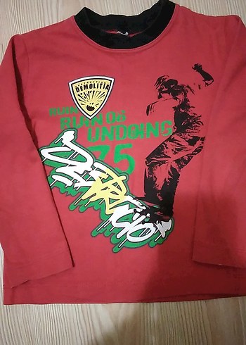 Erkek Çocuk Kırmızı Baskılı Uzun Kollu Sweatshirt - Görsel 2