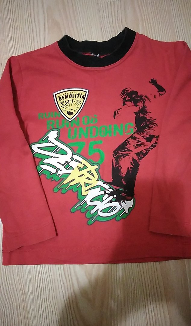 Erkek Çocuk Kırmızı Baskılı Uzun Kollu Sweatshirt - Görsel 2