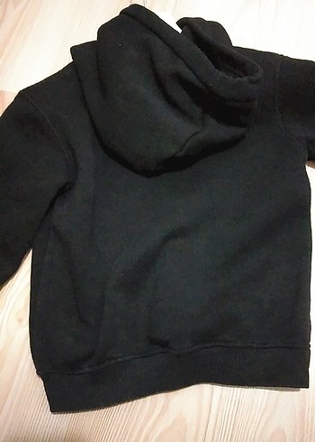 Erkek Siyah Kapüşonlu Sweatshirt - Görsel 3