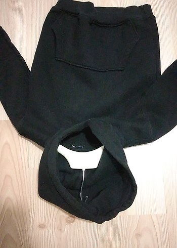 Erkek Siyah Kapüşonlu Sweatshirt - Görsel 6