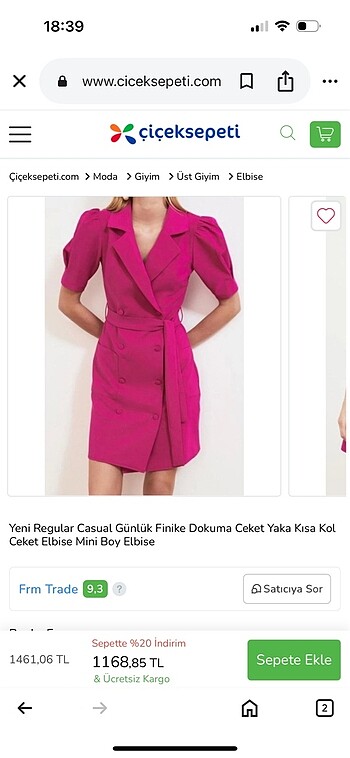 Pembe şık gömlek elbise