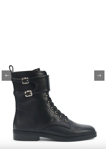 Kadın Siyah Deri Tokalı Biker Çizme - Görsel 3