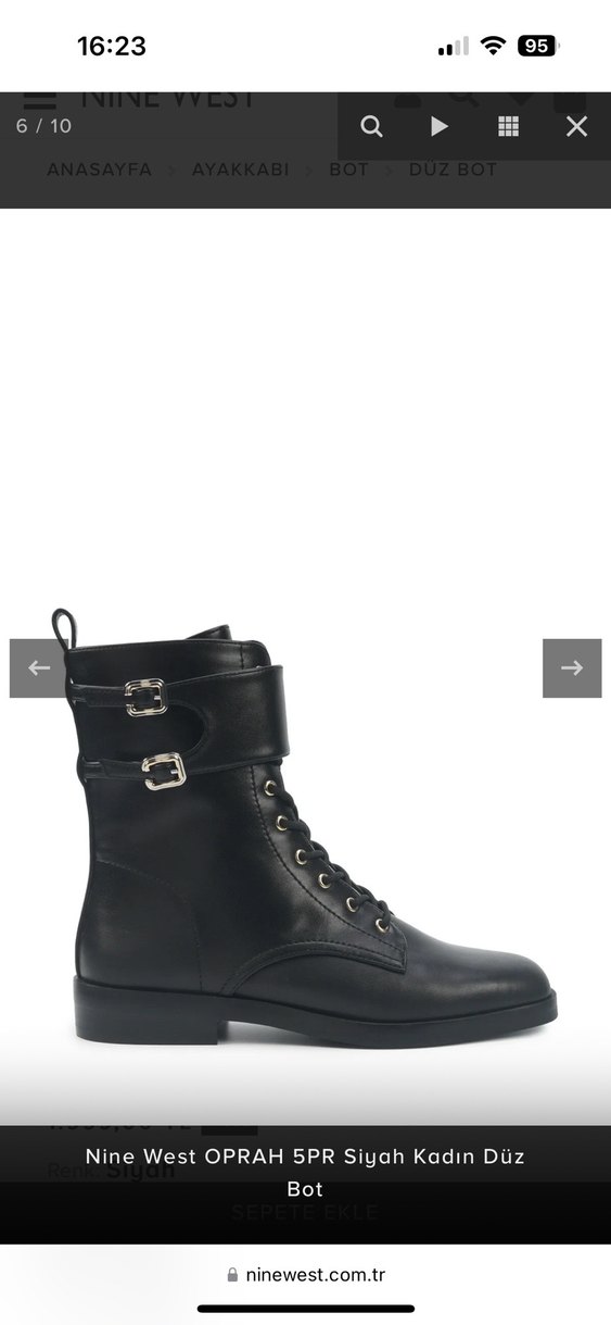 Kadın Siyah Deri Tokalı Biker Çizme - Görsel 3