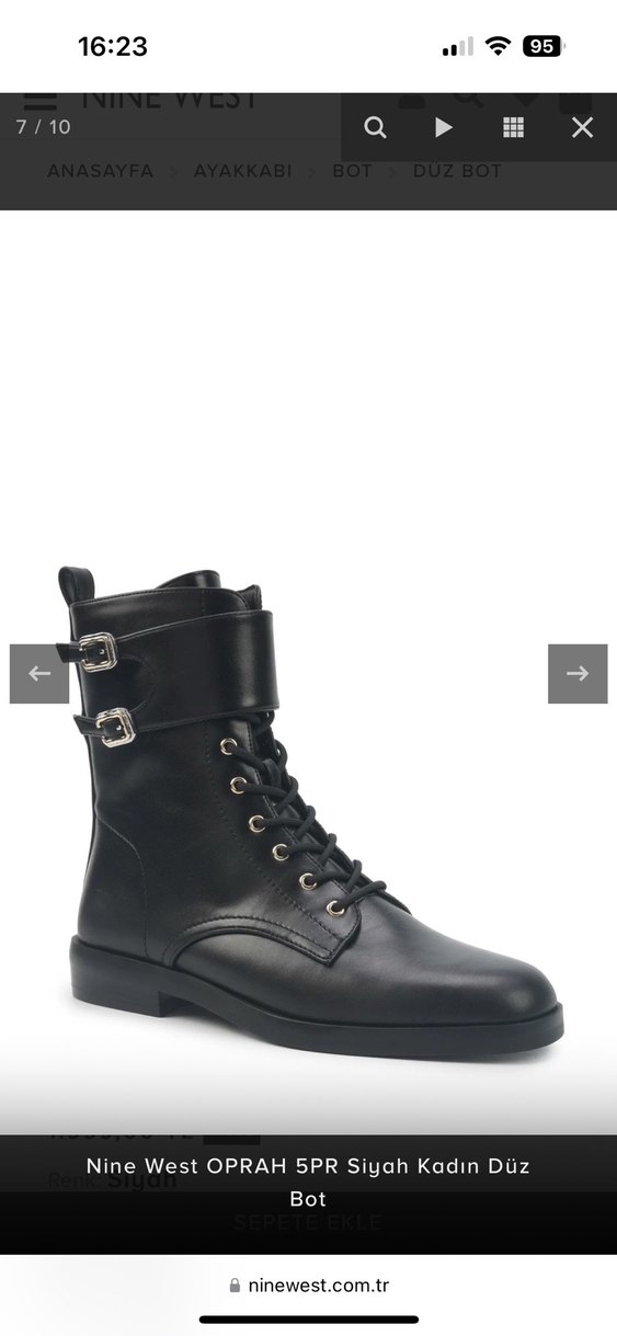 Kadın Siyah Deri Tokalı Biker Çizme - Görsel 2