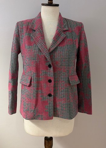 Les Benjamins Pembe Gri Ekose Kadin Blazer Ceket