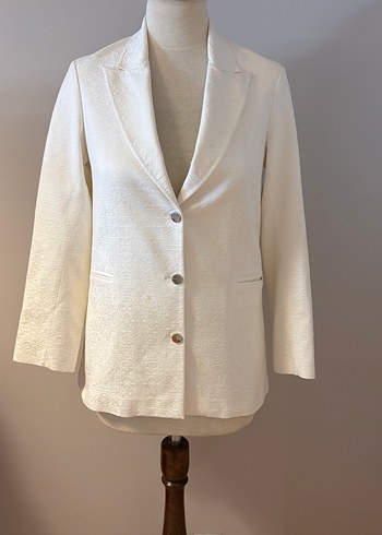 Les Benjamins Ekru Dokulu Tek Dugmeli Blazer Ceket