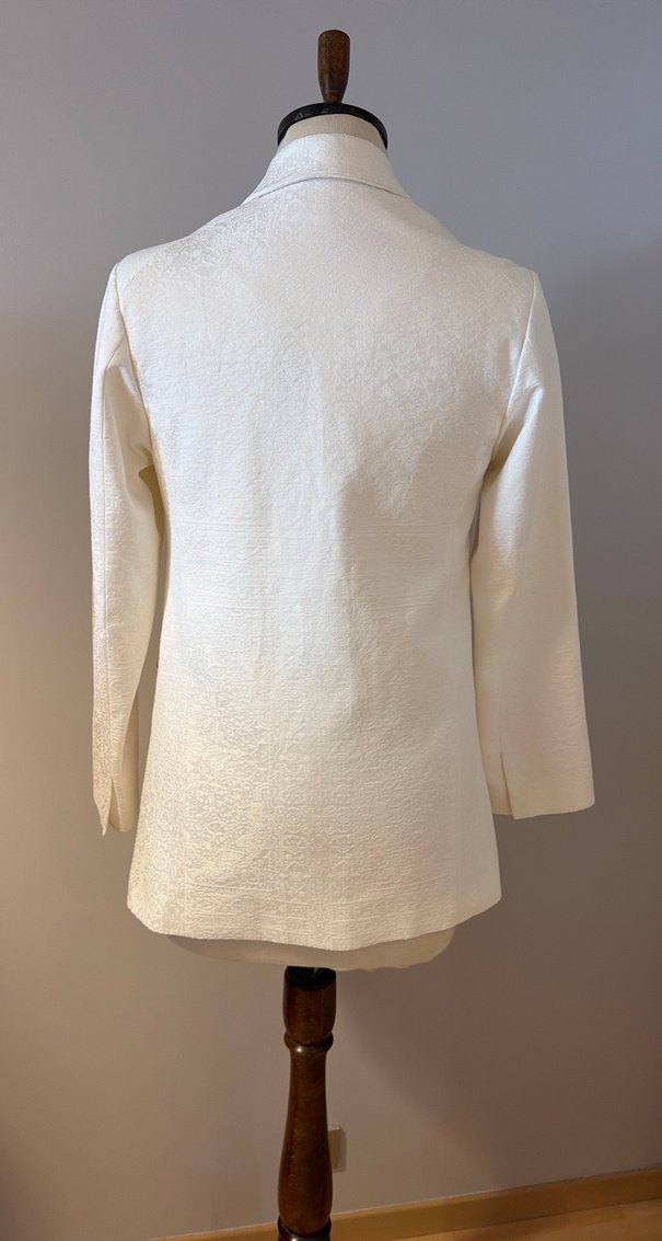 Ekru Dokulu Tek Düğmeli Blazer Ceket — görsel 4/5